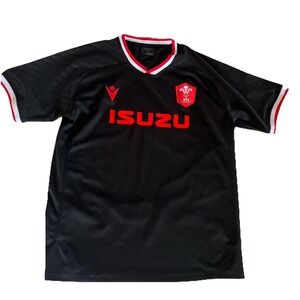 Macron Wales Welsh Rugby WRU Jersey Size XL Black Isuzu